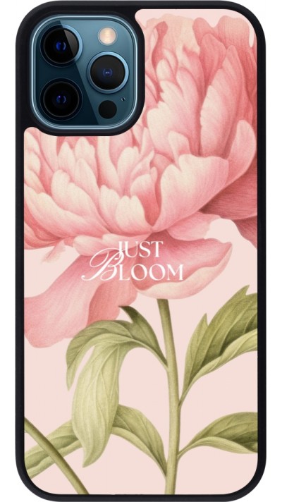 Coque iPhone 12 / 12 Pro - Silicone rigide noir Just Bloom Spring 2026