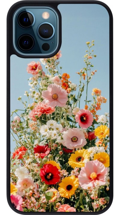 Coque iPhone 12 / 12 Pro - Silicone rigide noir Spring flowers Spring 2026