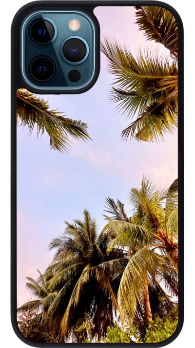 iPhone 12 / 12 Pro Case Hülle - Silikon schwarz Summer 2023 palm tree vibe