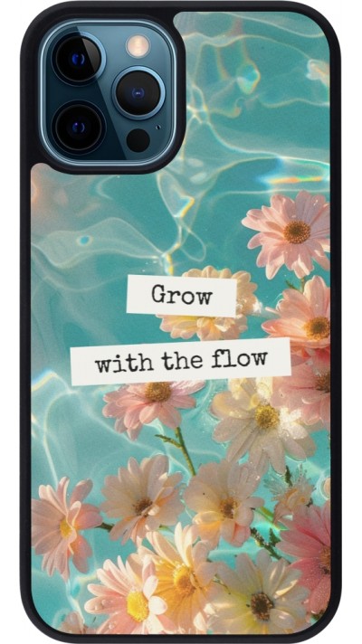 iPhone 12 / 12 Pro Case Hülle - Silikon schwarz Summer 2025 Grow with the flow