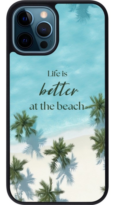 iPhone 12 / 12 Pro Case Hülle - Silikon schwarz Summer 2025 Life is better at the beach
