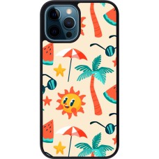 iPhone 12 / 12 Pro Case Hülle - Silikon schwarz Summer 2025 Pattern soleil