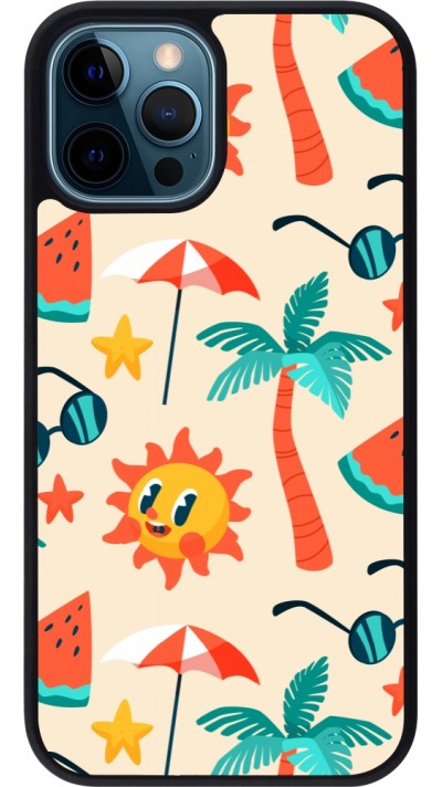 iPhone 12 / 12 Pro Case Hülle - Silikon schwarz Summer 2025 Pattern soleil