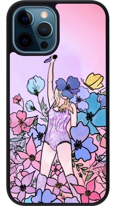 iPhone 12 / 12 Pro Case Hülle - Silikon schwarz Taylor Swift Sketch - Pink