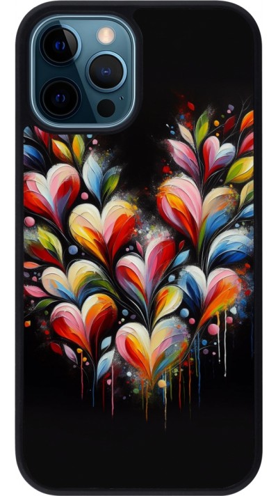 iPhone 12 / 12 Pro Case Hülle - Silikon schwarz Valentin 2024 Schwarzes Herz Abstrakt