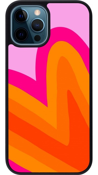 iPhone 12 / 12 Pro Case Hülle - Silikon schwarz Valentine 2024 heart gradient