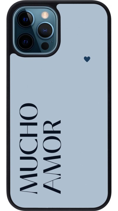 iPhone 12 / 12 Pro Case Hülle - Silikon schwarz Valentine 2024 mucho amor azul