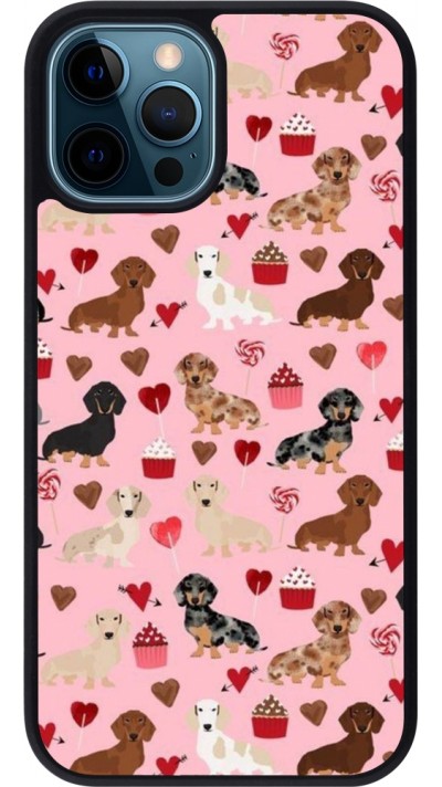 iPhone 12 / 12 Pro Case Hülle - Silikon schwarz Valentine 2024 puppy love
