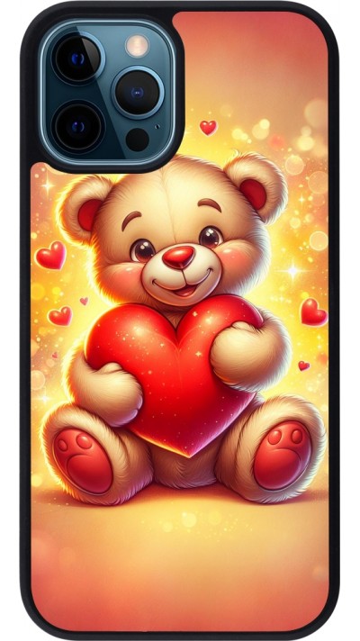 iPhone 12 / 12 Pro Case Hülle - Silikon schwarz Valentin 2024 Teddy Liebe