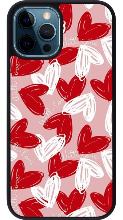 iPhone 12 / 12 Pro Case Hülle - Silikon schwarz Valentine 2024 with love heart