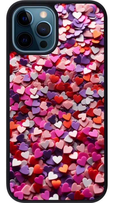 iPhone 12 / 12 Pro Case Hülle - Silikon schwarz Valentin 2025 Konfetti