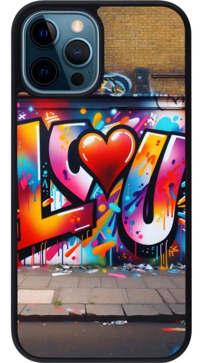 iPhone 12 / 12 Pro Case Hülle - Silikon schwarz Valentin 2025 Liebe U Tag