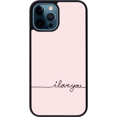 iPhone 12 / 12 Pro Case Hülle - Silikon schwarz Valentine 2023 i love you writing