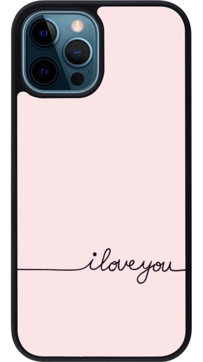 iPhone 12 / 12 Pro Case Hülle - Silikon schwarz Valentine 2023 i love you writing