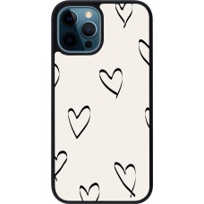 iPhone 12 / 12 Pro Case Hülle - Silikon schwarz Valentine 2023 minimalist hearts