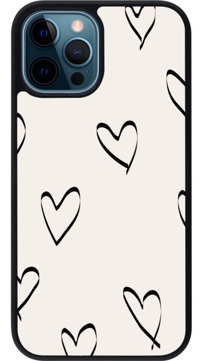 iPhone 12 / 12 Pro Case Hülle - Silikon schwarz Valentine 2023 minimalist hearts
