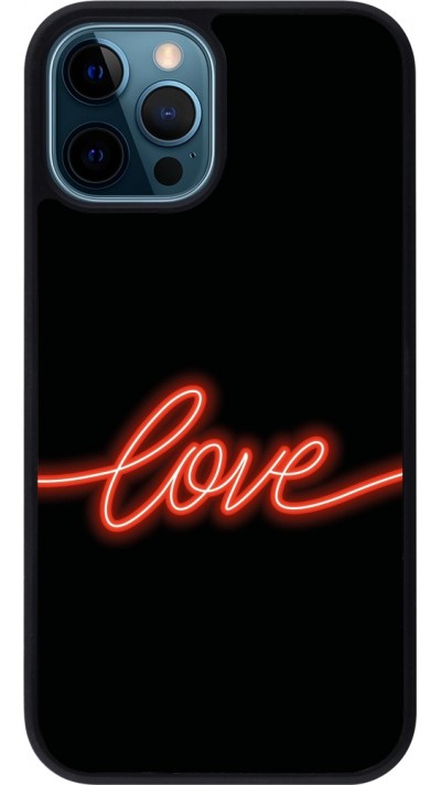 iPhone 12 / 12 Pro Case Hülle - Silikon schwarz Valentine 2023 neon love