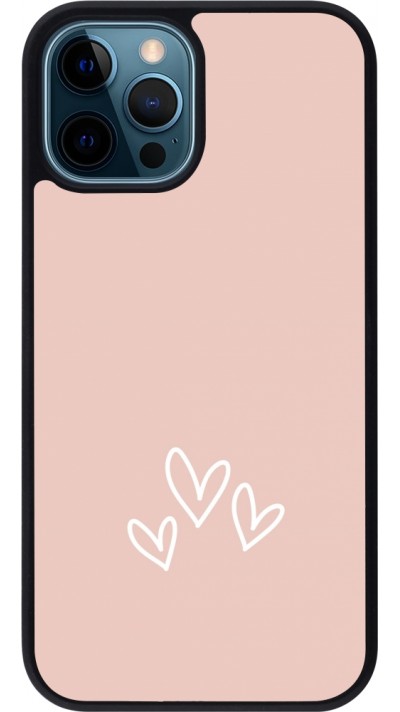 iPhone 12 / 12 Pro Case Hülle - Silikon schwarz Valentine 2023 three minimalist hearts