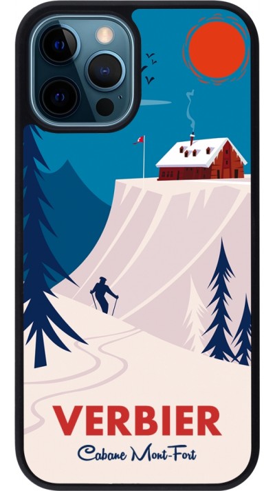 iPhone 12 / 12 Pro Case Hülle - Silikon schwarz Verbier Cabane Mont-Fort