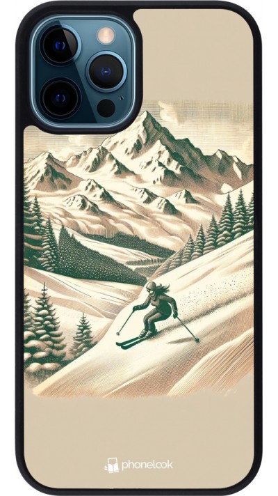 iPhone 12 / 12 Pro Case Hülle - Silikon schwarz Vintage Skiberg