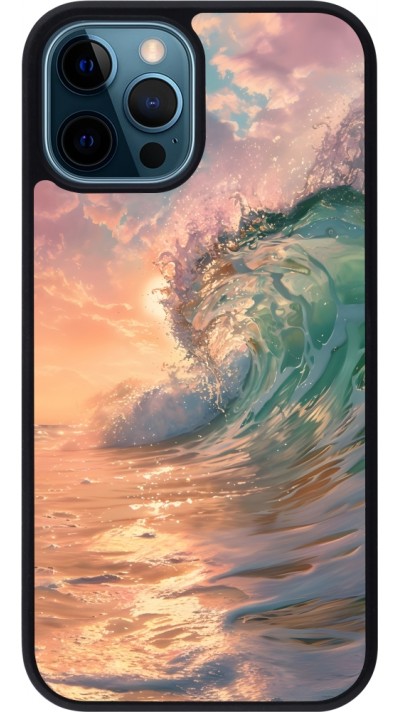 iPhone 12 / 12 Pro Case Hülle - Silikon schwarz Wave Sunset