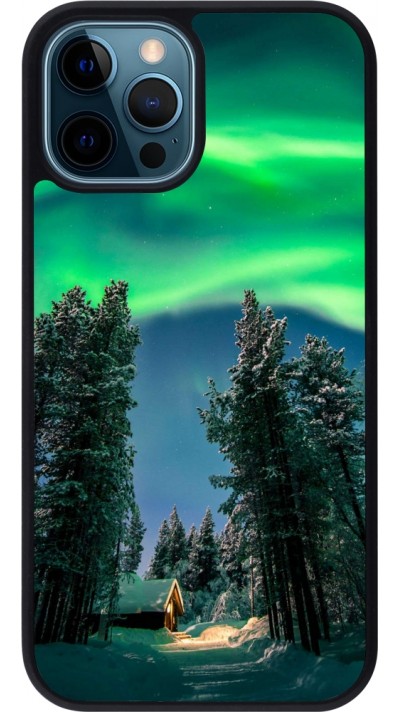 iPhone 12 / 12 Pro Case Hülle - Silikon schwarz Winter 22 Northern Lights