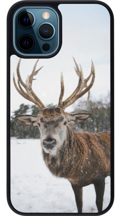 iPhone 12 / 12 Pro Case Hülle - Silikon schwarz Winter 25 Winter reindeer