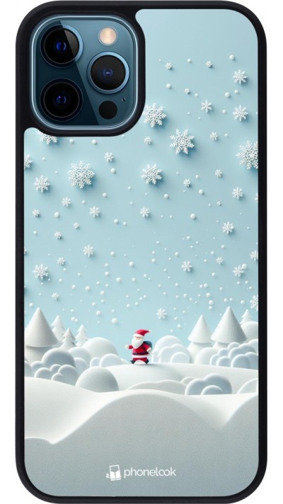 iPhone 12 / 12 Pro Case Hülle - Silikon schwarz Weihnachten 2023 Kleiner Vater Schneeflocke