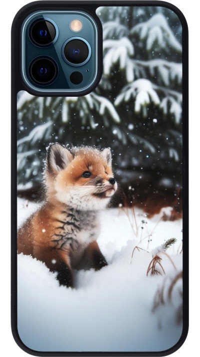 iPhone 12 / 12 Pro Case Hülle - Silikon schwarz Weihnachten 2023 Fuechslein Tanne