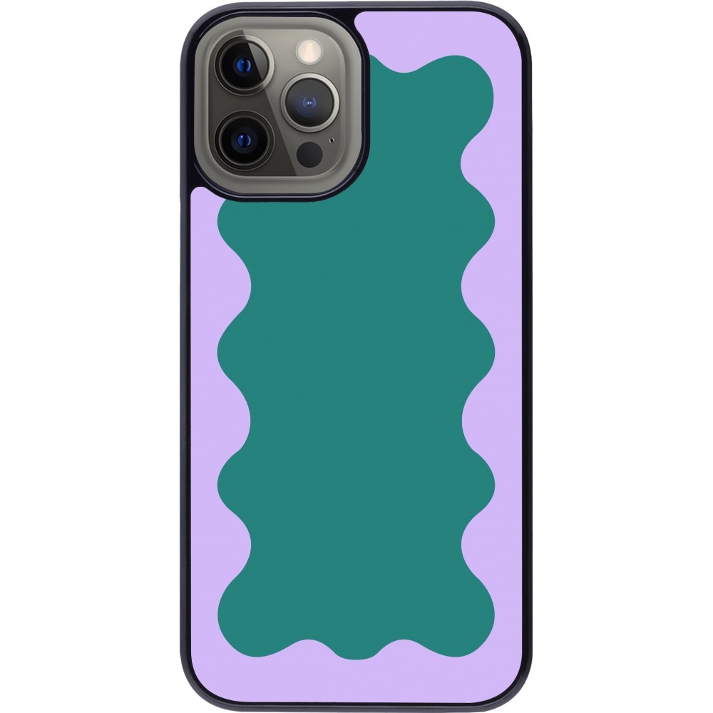 iPhone 12 Pro Max Case Hülle - Wavy Rectangle Green Purple