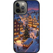 iPhone 12 Pro Max Case Hülle - Silikon schwarz Christmas 25 Xmas Village