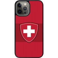 iPhone 12 Pro Max Case Hülle - Silikon schwarz Hockey World Championship Ecusson Suisse