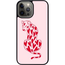 iPhone 12 Pro Max Case Hülle - Silikon schwarz Leopard with hearts 2026