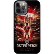 Coque iPhone 12 Pro Max - Silicone rigide noir Football Autriche splash 2026