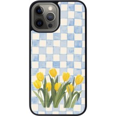 iPhone 12 Pro Max Case Hülle - Silikon schwarz Blue vichy tulips 2026
