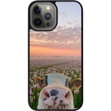 Coque iPhone 12 Pro Max - Silicone rigide noir Cow with tulips 2026