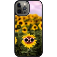 iPhone 12 Pro Max Case Hülle - Silikon schwarz Sunflower with glasses 2026