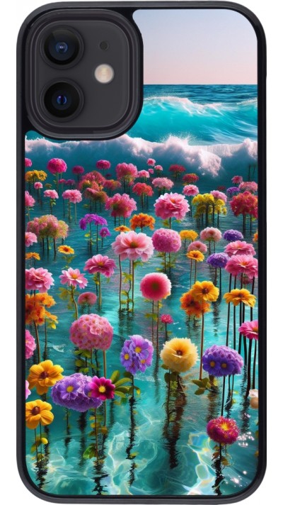 iPhone 12 mini Case Hülle - Blumenmeer Wellen