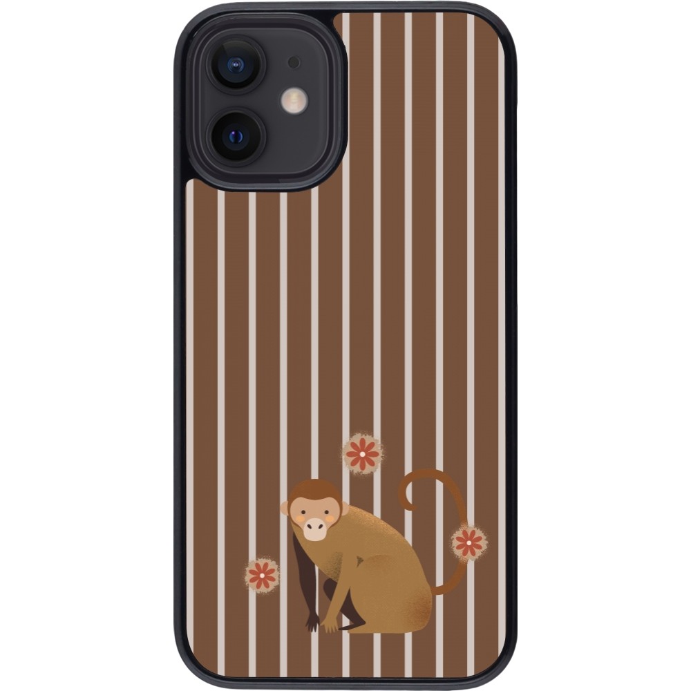 iPhone 12 mini Case Hülle - Monkey with stripes