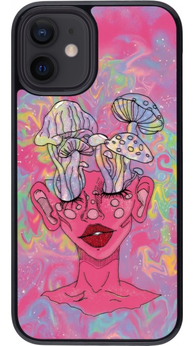 iPhone 12 mini Case Hülle - Psychedelic pink mushroom