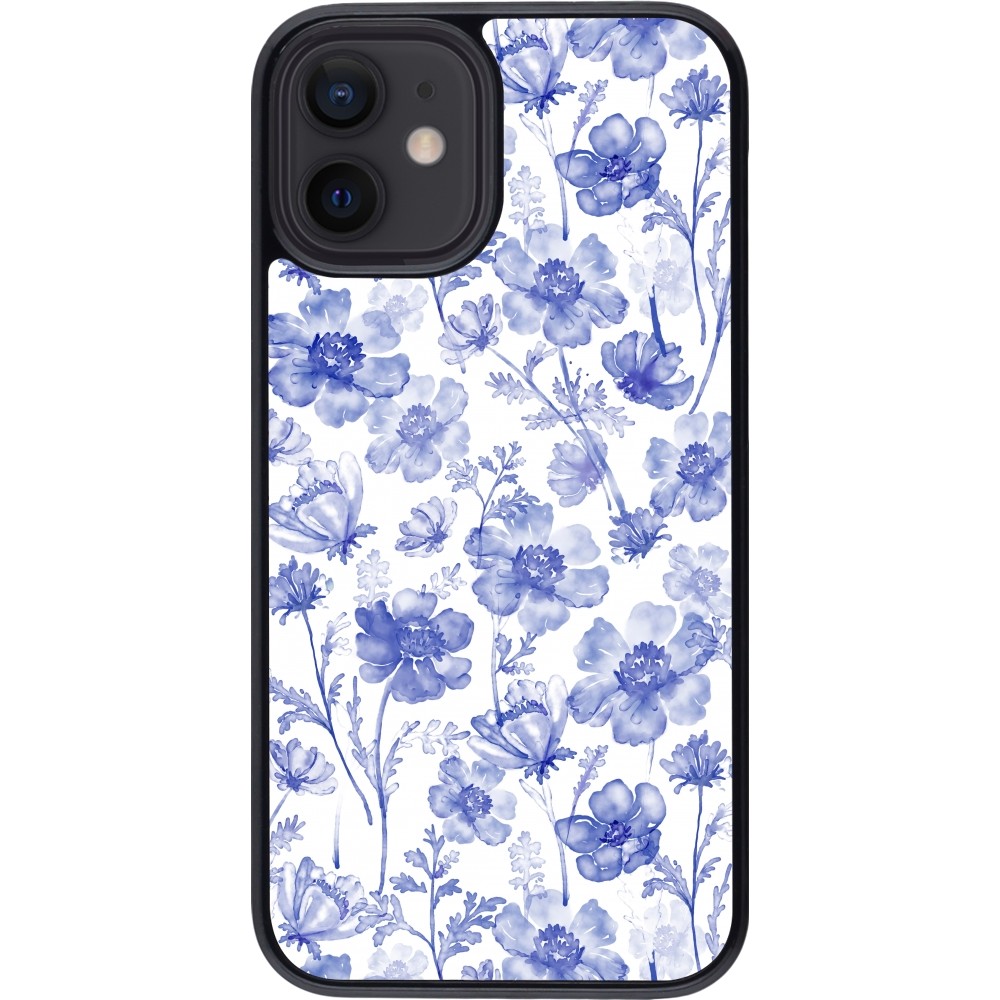 iPhone 12 mini Case Hülle - Spring 23 watercolor blue flowers