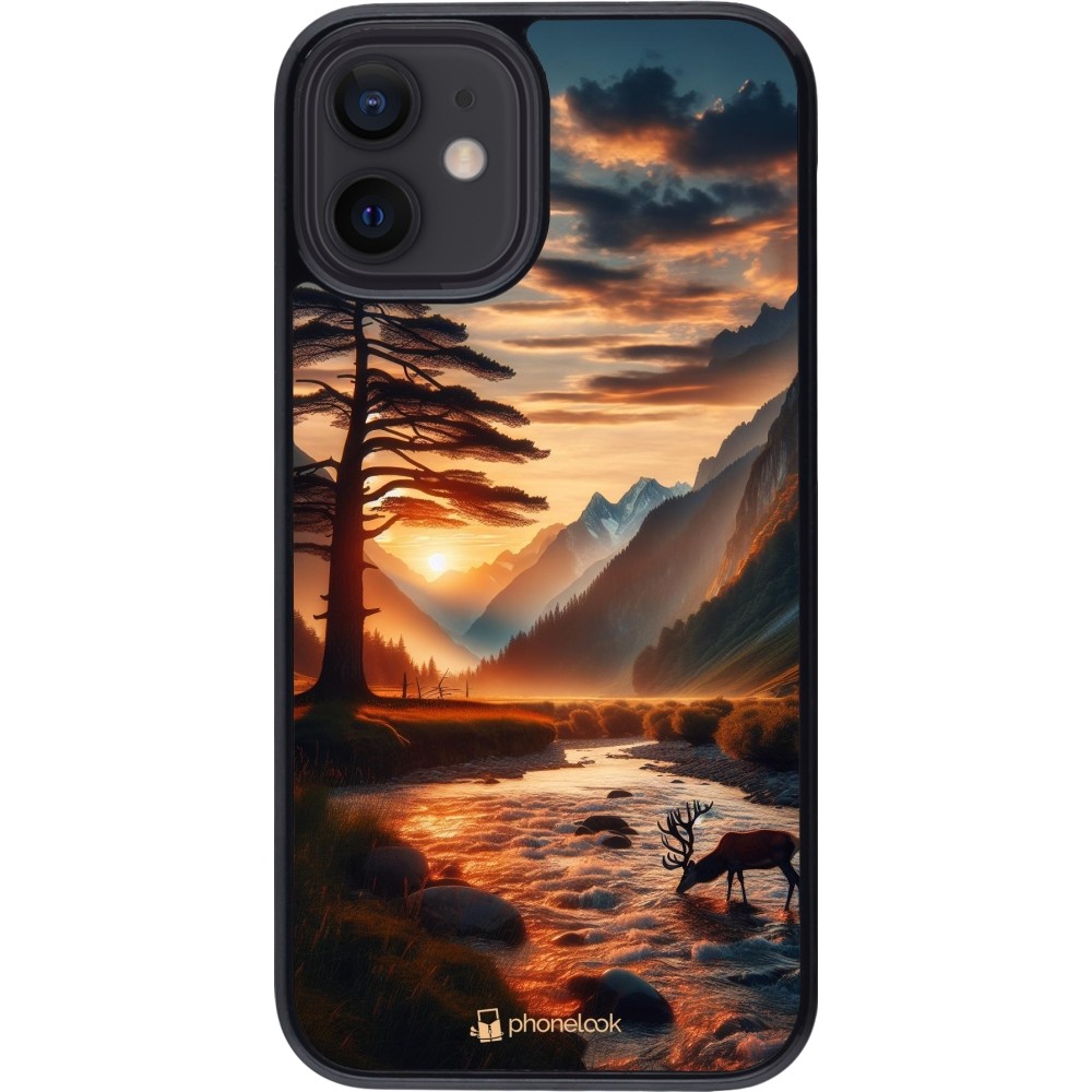 iPhone 12 mini Case Hülle - Tal Sonnenuntergang Hirsch Baum