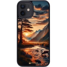 iPhone 12 mini Case Hülle - Tal Sonnenuntergang Hirsch Baum