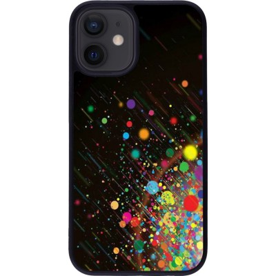 Hülle iPhone 12 mini - Silikon schwarz Abstract bubule lines