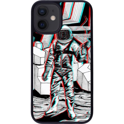 Hülle iPhone 12 mini - Silikon schwarz Anaglyph Astronaut