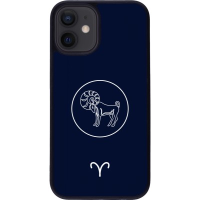 iPhone 12 mini Case Hülle - Silikon schwarz Astrologie Widder