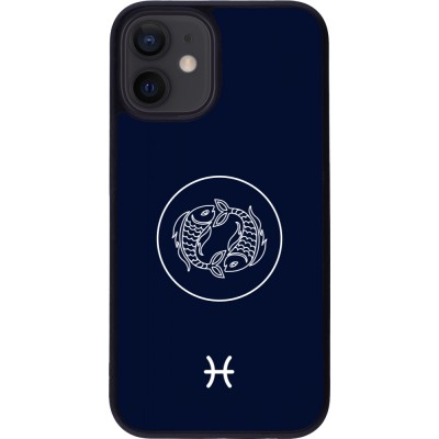 iPhone 12 mini Case Hülle - Silikon schwarz Astrologie Fische