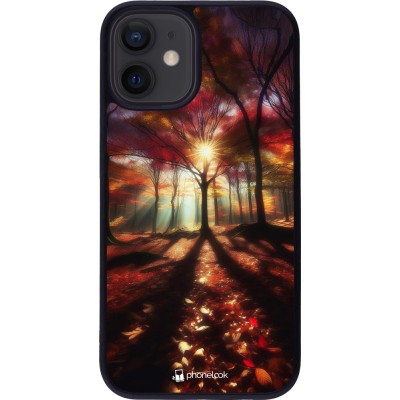 iPhone 12 mini Case Hülle - Silikon schwarz Herbstlicher goldener Glanz