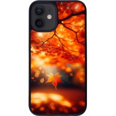 iPhone 12 mini Case Hülle - Silikon schwarz Herbst Magisch Orange