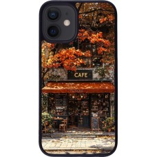 iPhone 12 mini Case Hülle - Silikon schwarz Autumn 25 Coffee shop